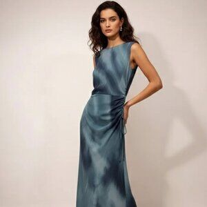 NWT Ena Pelly Lou Gathered Mesh Maxi Dress